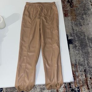 Leather pants, beige, brand new